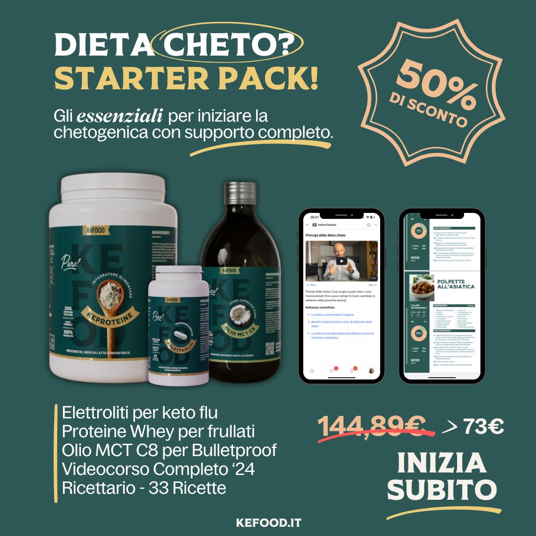 STARTER PACK DIETA CHETO: INTEGRATORI ESSENZIALI, VIDEO CORSO E RICETTARIO