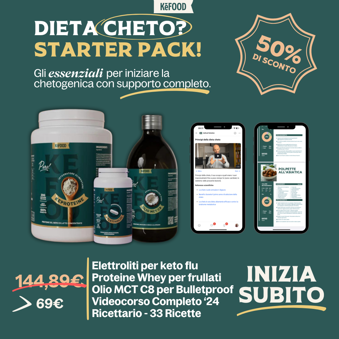 STARTER PACK DIETA CHETO: INTEGRATORI ESSENZIALI, VIDEO CORSO E RICETTARIO